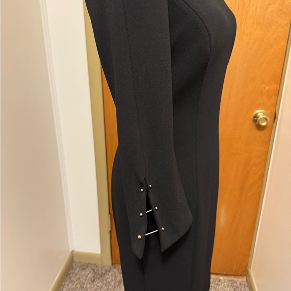 Sz 2 DKNY gold embellished long sleeve black dress new without tags - Picture 3 of 8